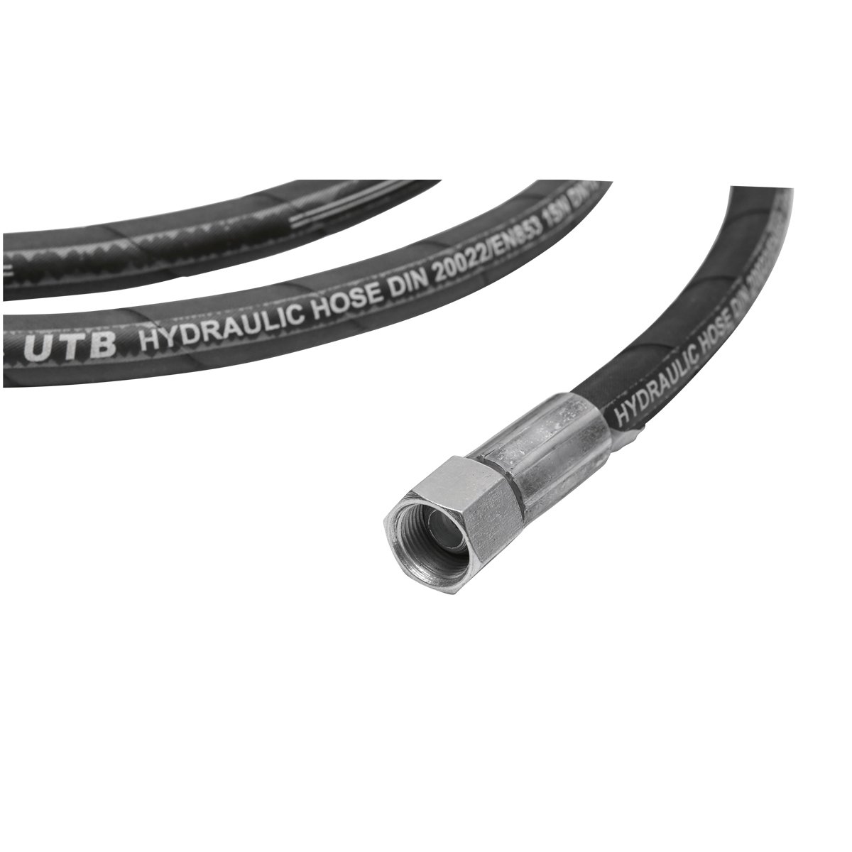 Furtun presiune 2SN DN10 sertizat cu capete fixate hidraulic L = 2700 mm (Reductie M20X20)